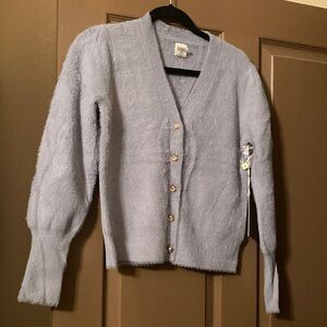 joie Cardigan V-Neck Sweater Button Front Puff Sleeves NWT